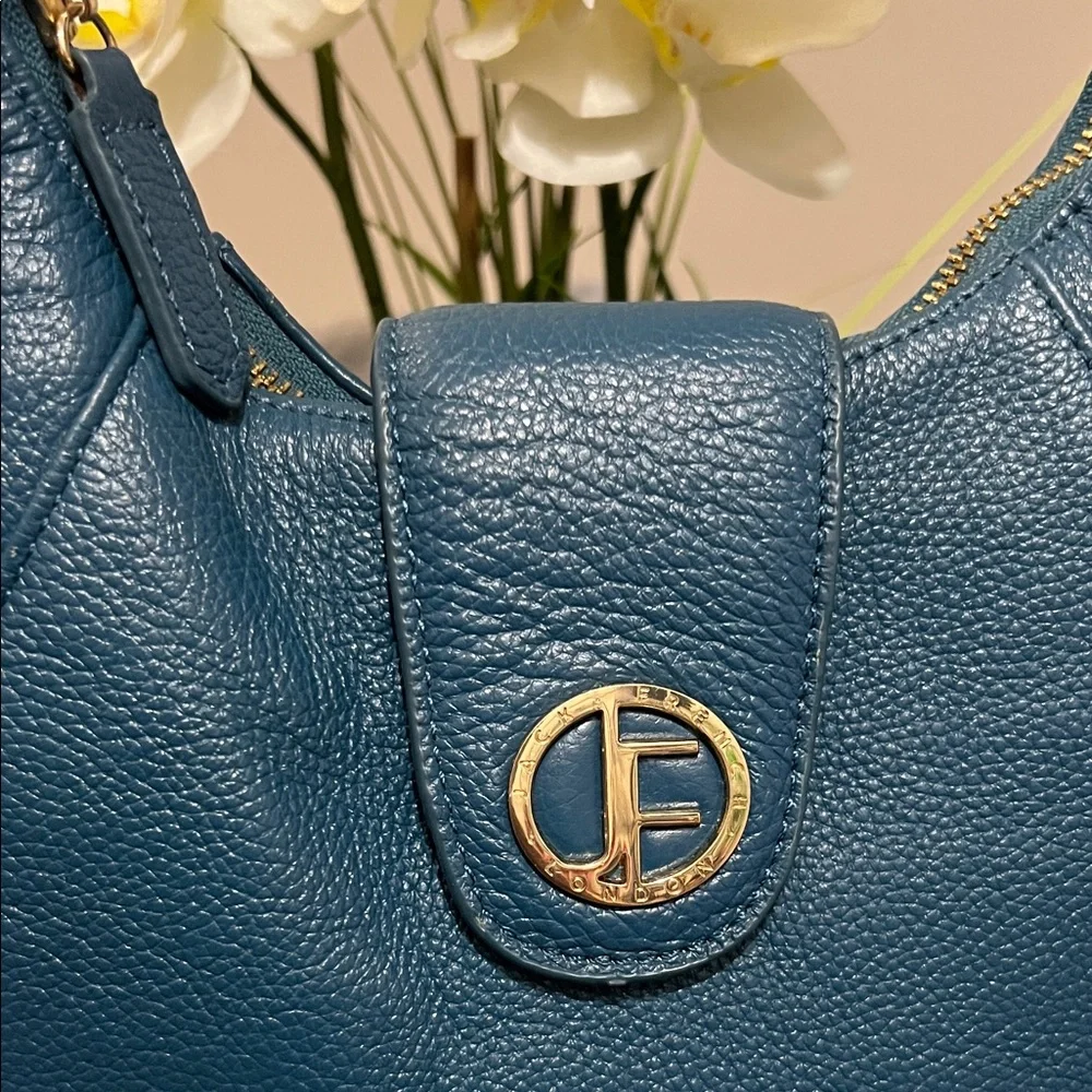 Jack French London Chic Teal Leather Hobo Bag EUC Retail $189